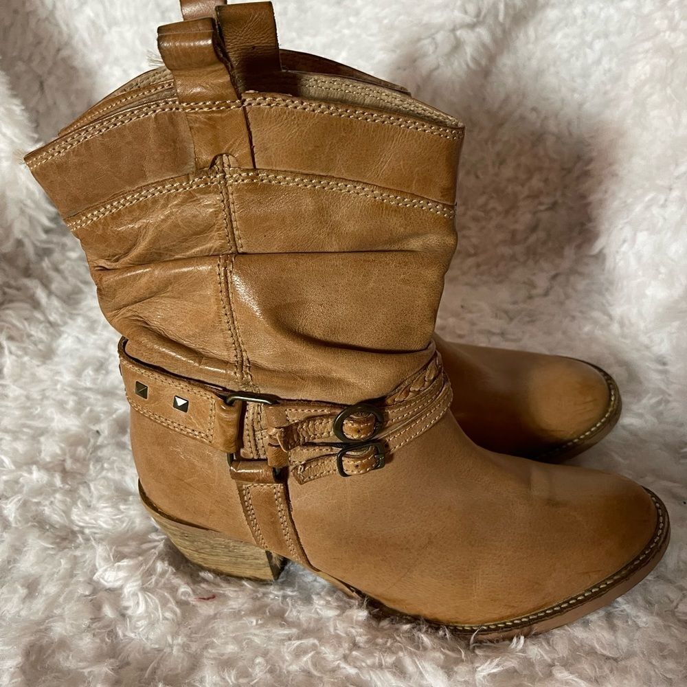 Steve Madden P-Tanner leather Tan Mid Calf western boots size 8.5